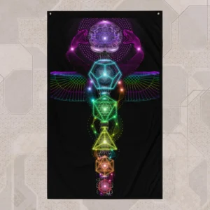 Hermes Staff (Close-Up) UV/RGB Reactive Visionary Art Tapestry
