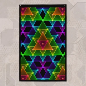 64 Star Tetrahedron (Close-Up) UV/RGB Reactive Visionary Art Tapestry