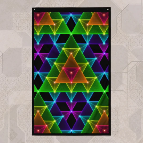 64 Star Tetrahedron (Close-Up) UV/RGB Reactive Visionary Art Tapestry