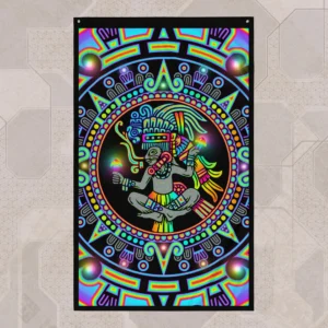 Mycoatl (Close-Up) UV/RGB Reactive Visionary Art Tapestry