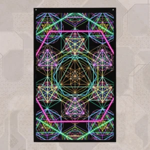 Hypergeometry (Close-Up) UV/RGB Reactive Visionary Art Tapestry