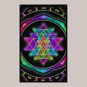 Sri Yantra (Close-Up) UV/RGB Reactive Visionary Art Tapestry