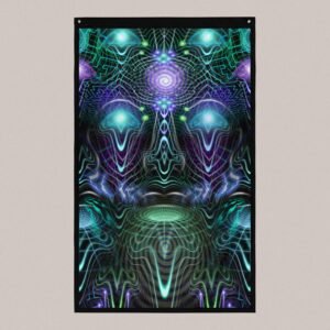 Cernunnos (Close-Up) UV/RGB Reactive Visionary Art Tapestry