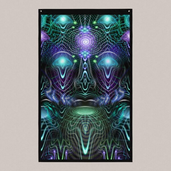 Cernunnos (Close-Up) UV/RGB Reactive Visionary Art Tapestry