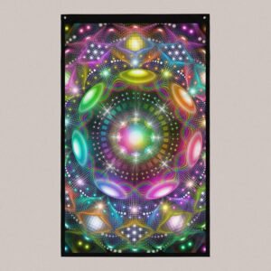 7th Dimension (Close-Up) UV/RGB Reactive Visionary Art Tapestry