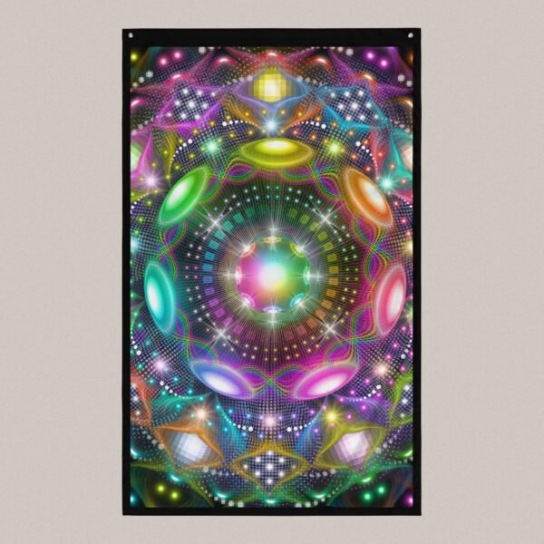 7th Dimension (Close-Up) UV/RGB Reactive Visionary Art Tapestry