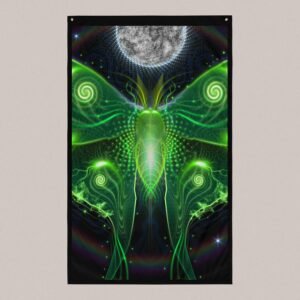 Biolunaessence (Close-Up) UV/RGB Reactive Visionary Art Tapestry