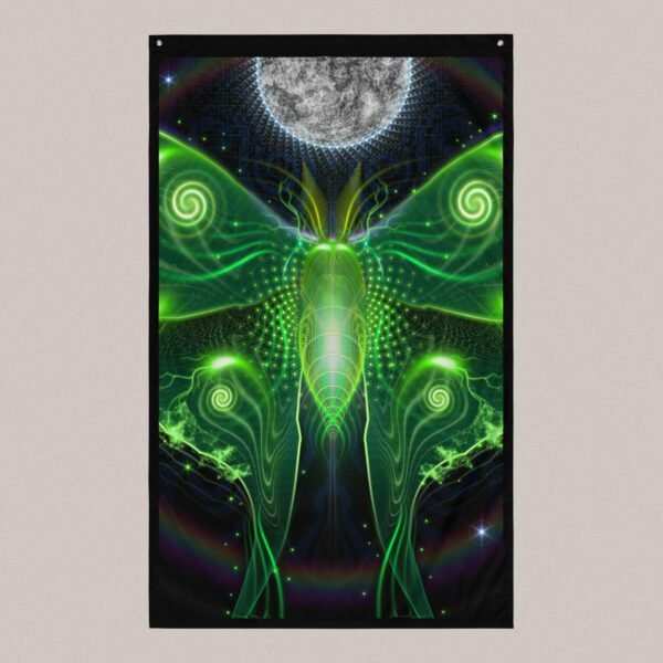 Biolunaessence (Close-Up) UV/RGB Reactive Visionary Art Tapestry