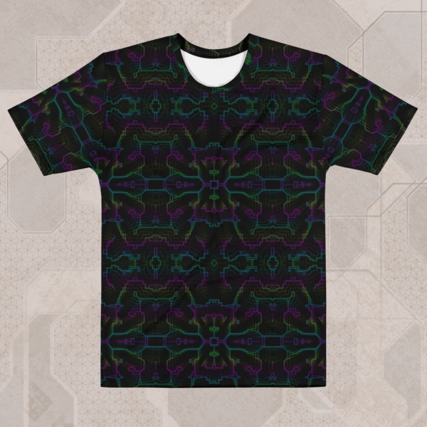 Techno Shamanic RGB Men's Eco-Conscious Visionary Art T-Shirt
