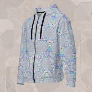 Enon Zip Hoodie with psychedelic UV reactive sacred geometry design
