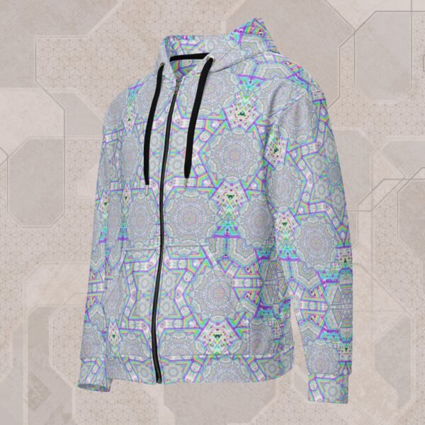 Enon Zip Hoodie with psychedelic UV reactive sacred geometry design