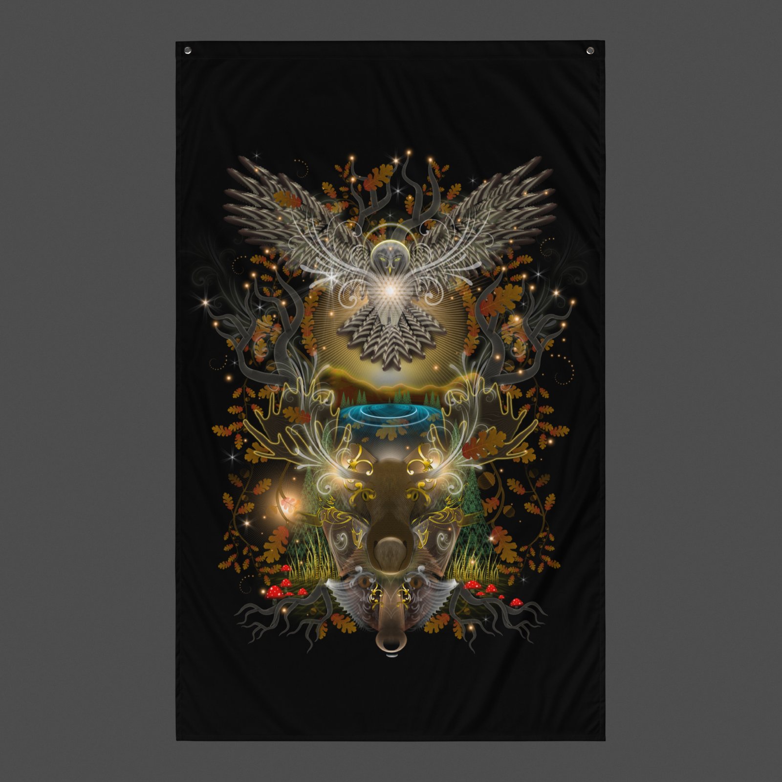 ⚡Only 25 Made! Forestcopia (Full) UV/RGB Reactive Visionary Art Tapestry - Image 4