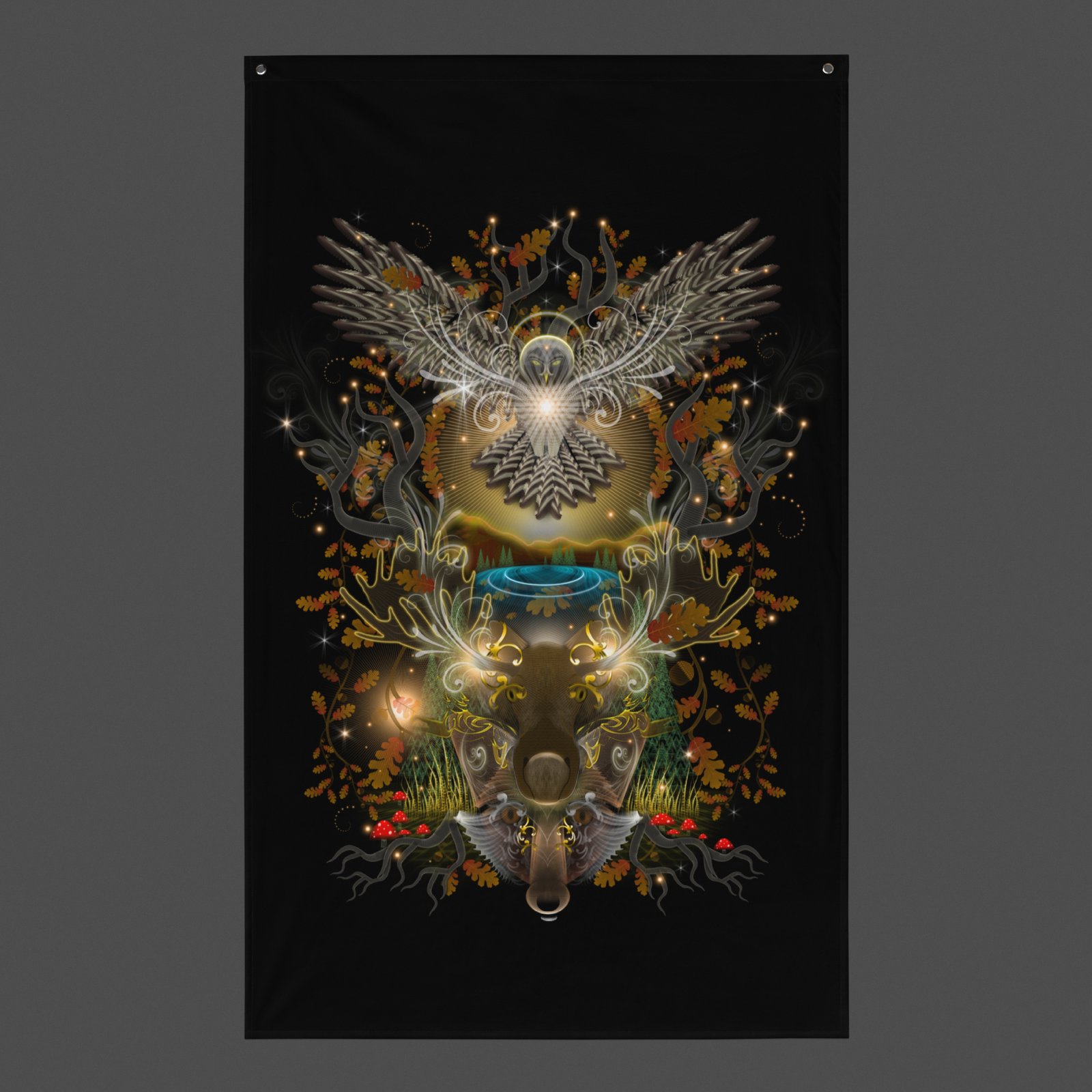 ⚡Only 25 Made! Forestcopia (Full) UV/RGB Reactive Visionary Art Tapestry - Image 3