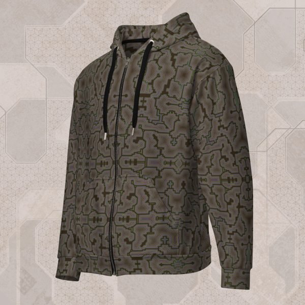 Techno Shamanic Bark Visionary Art Zip Hoodie
