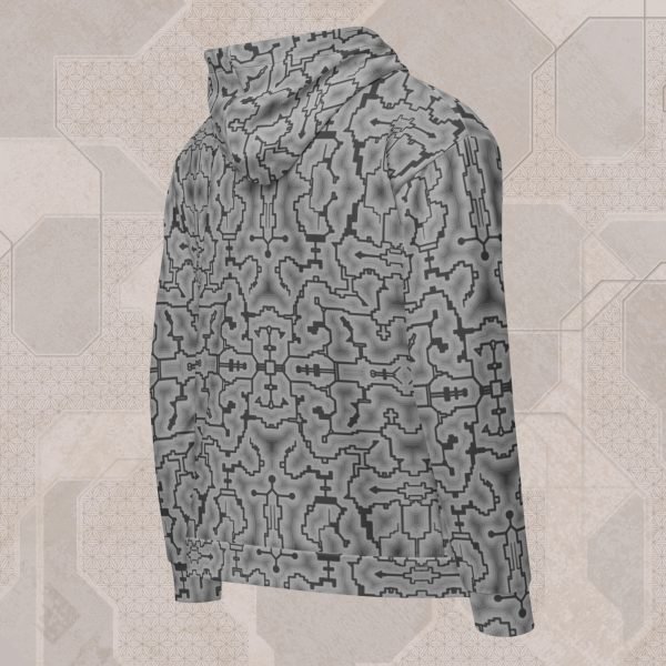 Techno Shamanic Stone Visionary Art Zip Hoodie - Image 2