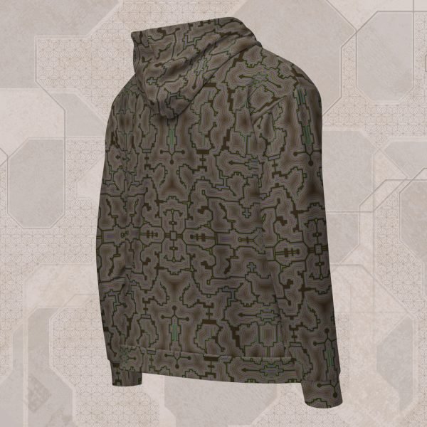 Techno Shamanic Bark Visionary Art Zip Hoodie - Image 2