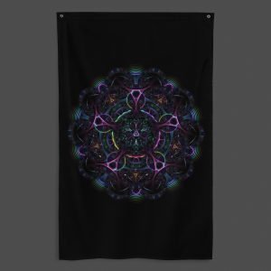 Synaptic Bloom (Close-Up) UV/RGB Reactive Visionary Art Tapestry