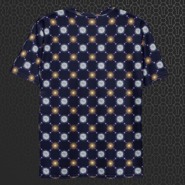Celestial Bodies Men’s Eco-Conscious Visionary Art T-Shirt - Image 2