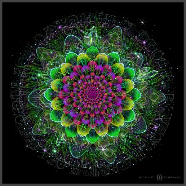 Astral Flora (Full) UV/RGB Reactive Visionary Art Tapestry - Image 2