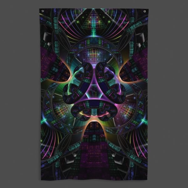 Cerebral Nexus (Close-Up) UV/RGB Reactive Visionary Art Tapestry