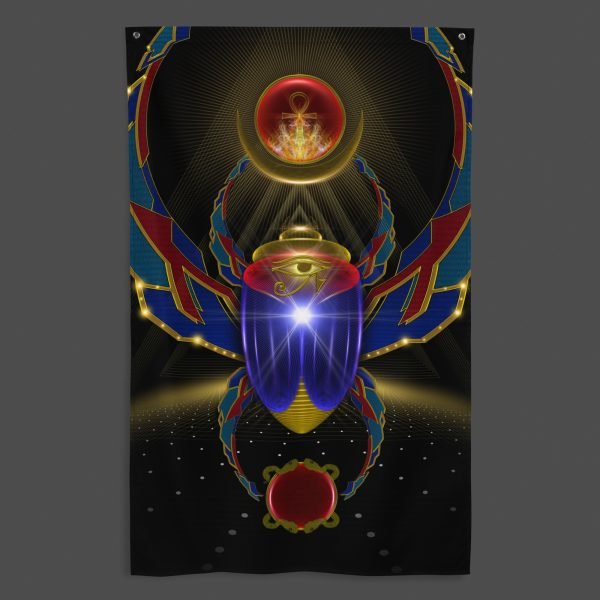 Khepera (Close-Up) UV/RGB Reactive Visionary Art Tapestry