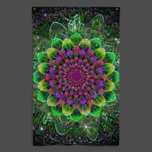Astral Flora (Close-Up) UV/RGB Reactive Visionary Art Tapestry