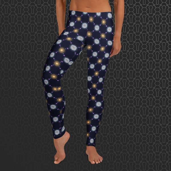 Celestial Bodies Eco-Conscious Visionary Art Leggings - Image 3