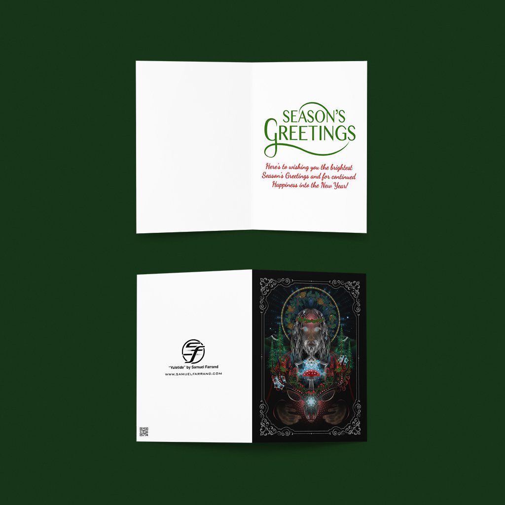 🌲🍄NEW! Yuletide Visionary Art Holiday Greeting Card - Image 3
