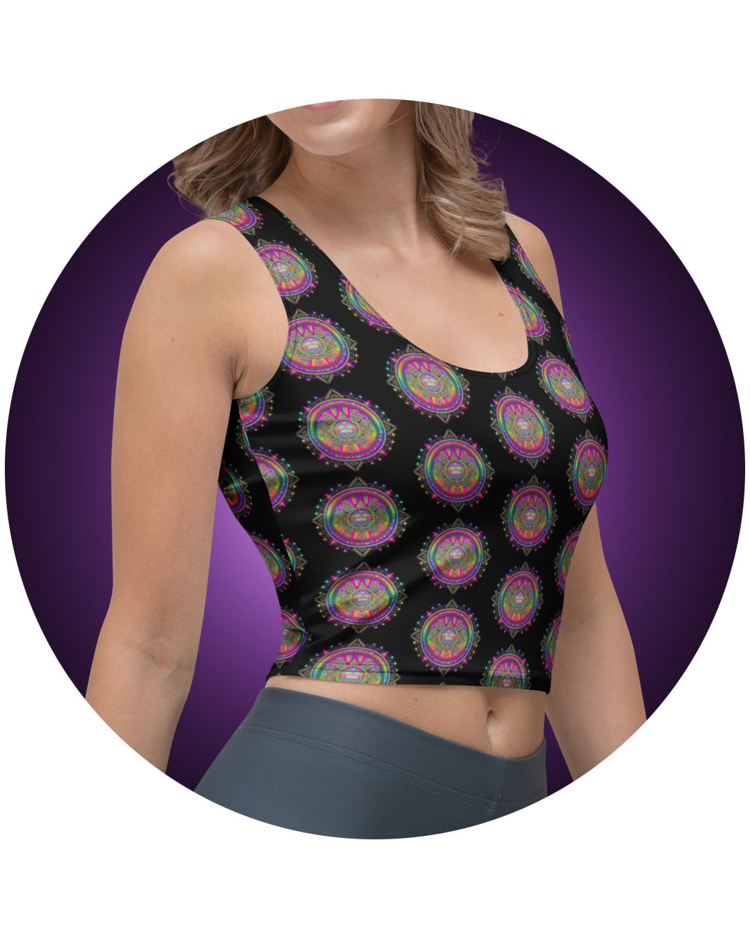 Women's Psychedelic Visionary Art Crop Top T-Shirt