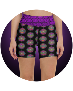 Womens Psychedelic Visionary Art Yoga Shorts