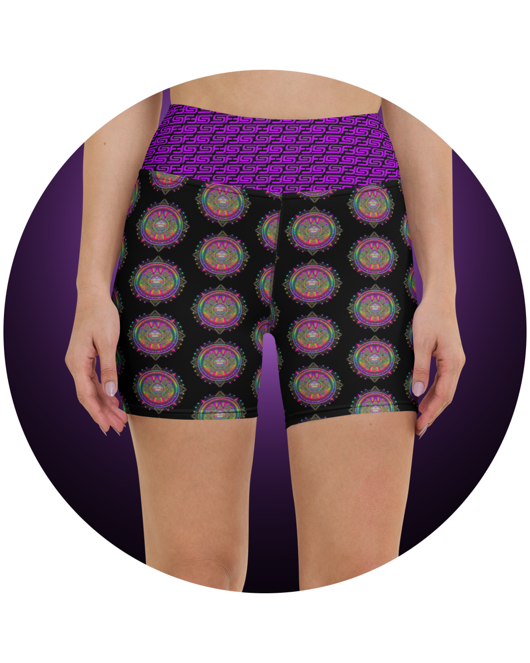 Women's Psychedelic Visionary Art Yoga Shorts
