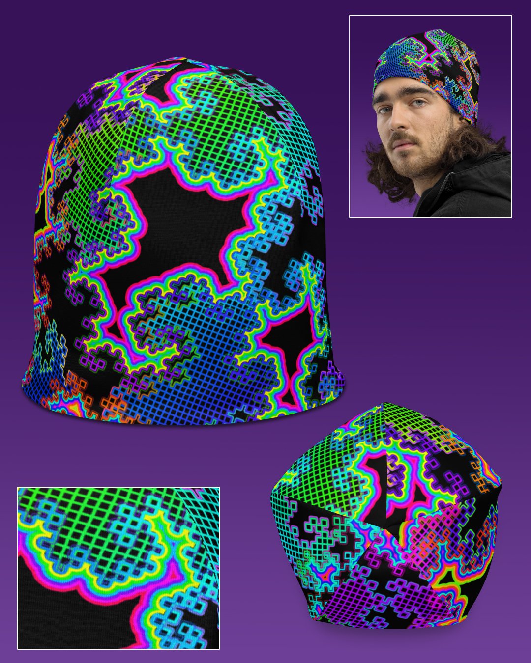 Fractal Dreams | UV/RGB Reactive Beanie