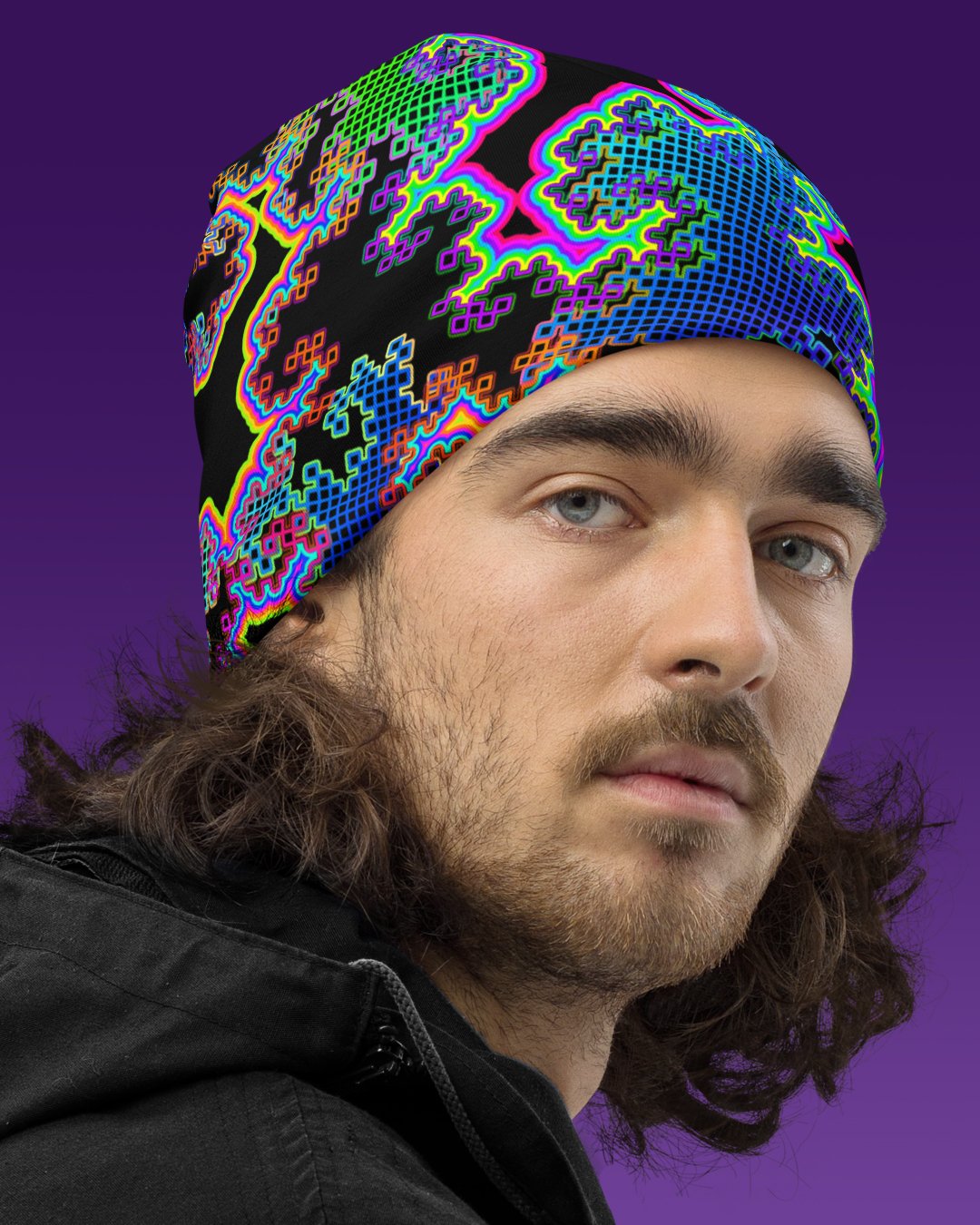 Fractal Dreams | UV/RGB Reactive Beanie - Image 3