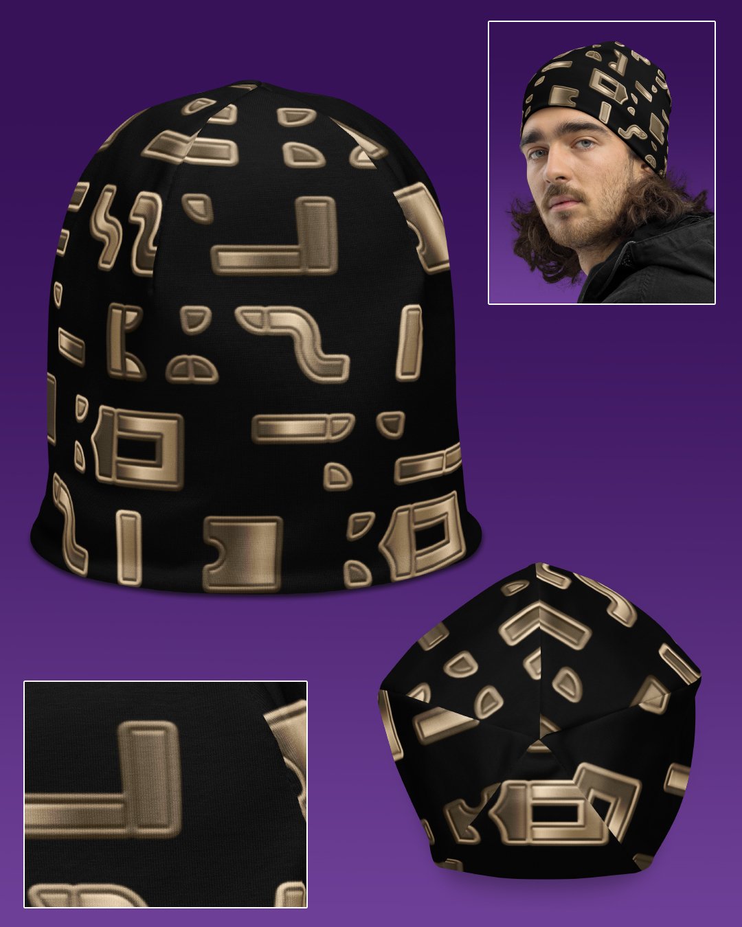Glyphiks Gold | UV/RGB Reactive Beanie