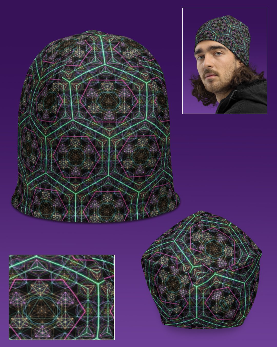 Hypergeometry | UV/RGB Reactive Beanie