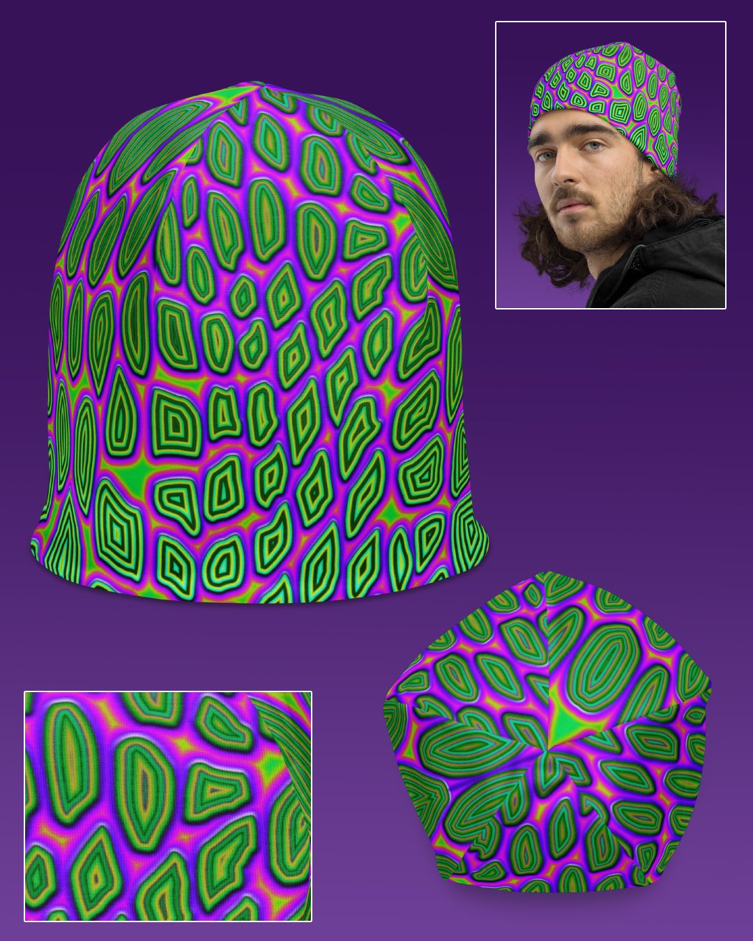 Reptilian | UV/RGB Reactive Beanie
