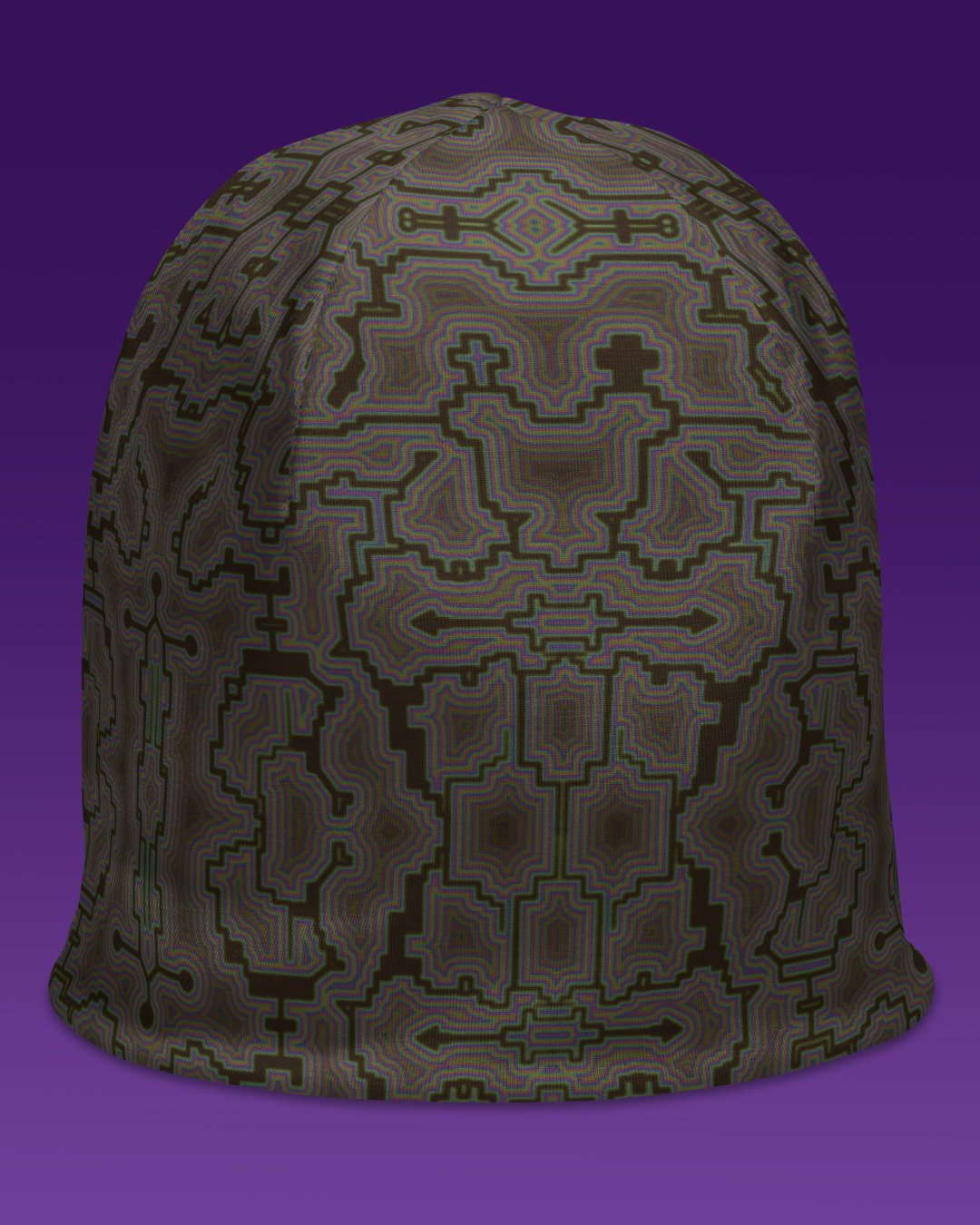 Techno Shamanic Bark | UV/RGB Reactive Beanie - Image 2