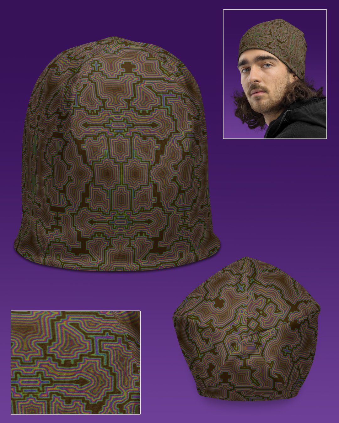 Techno Shamanic Desert | UV/RGB Reactive Beanie