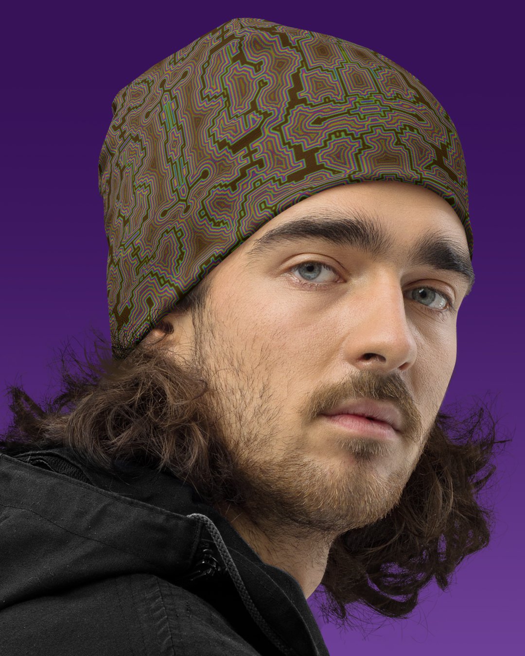 Techno Shamanic Desert | UV/RGB Reactive Beanie - Image 3