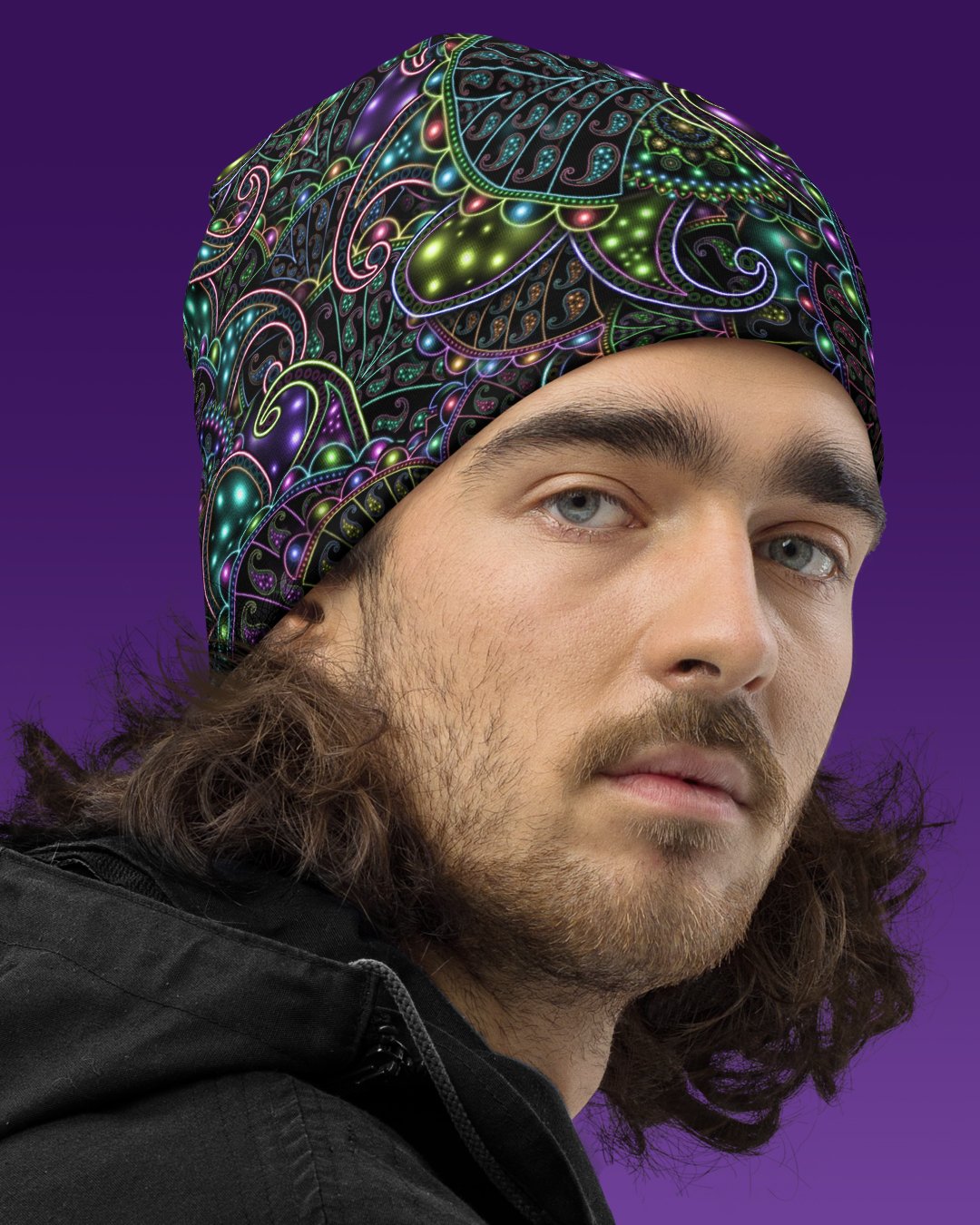 Neopaisley | UV/RGB Reactive Beanie - Image 3