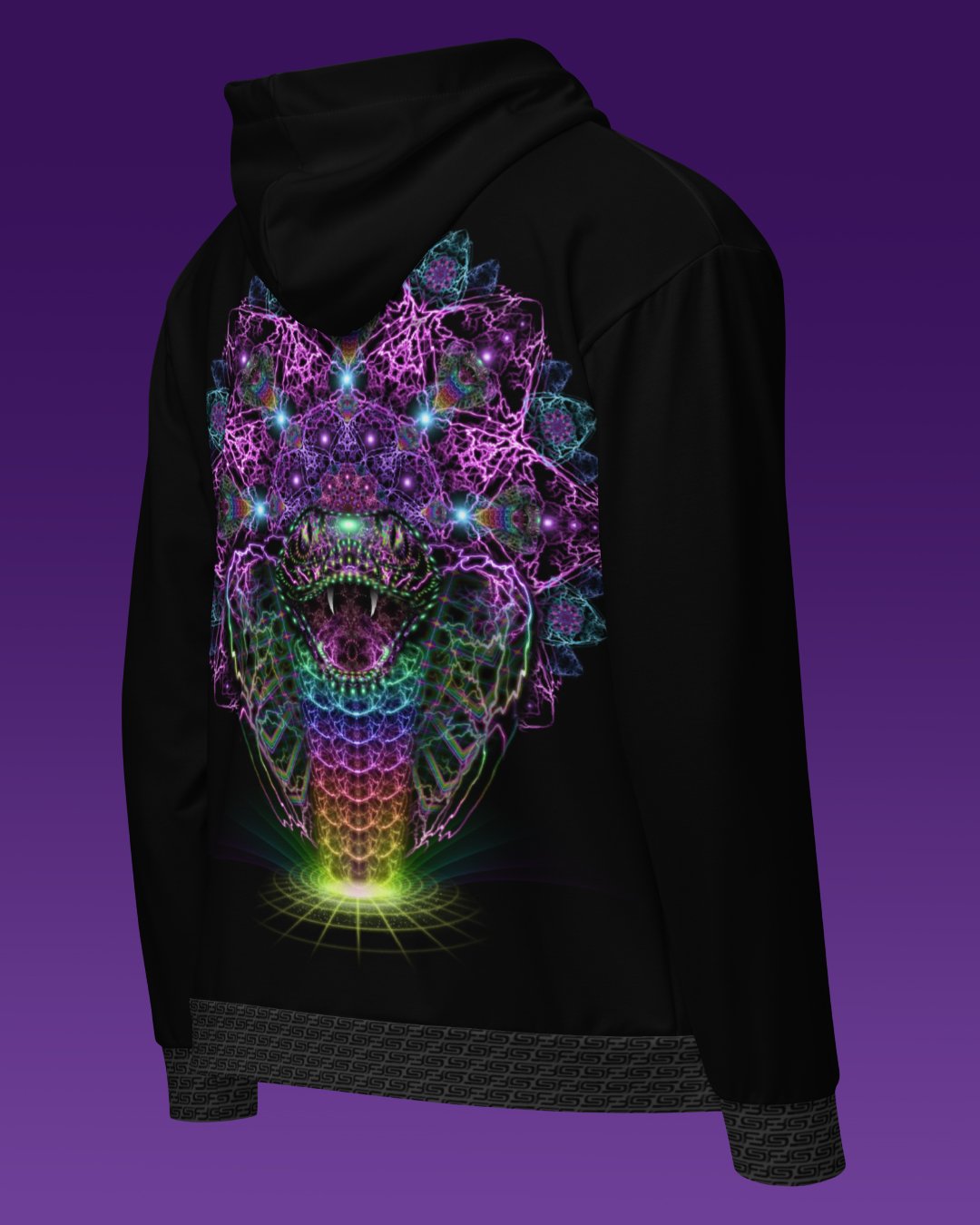 Cosmic Rainbow Serpent | UV/RGB Reactive Hoodie - Image 3