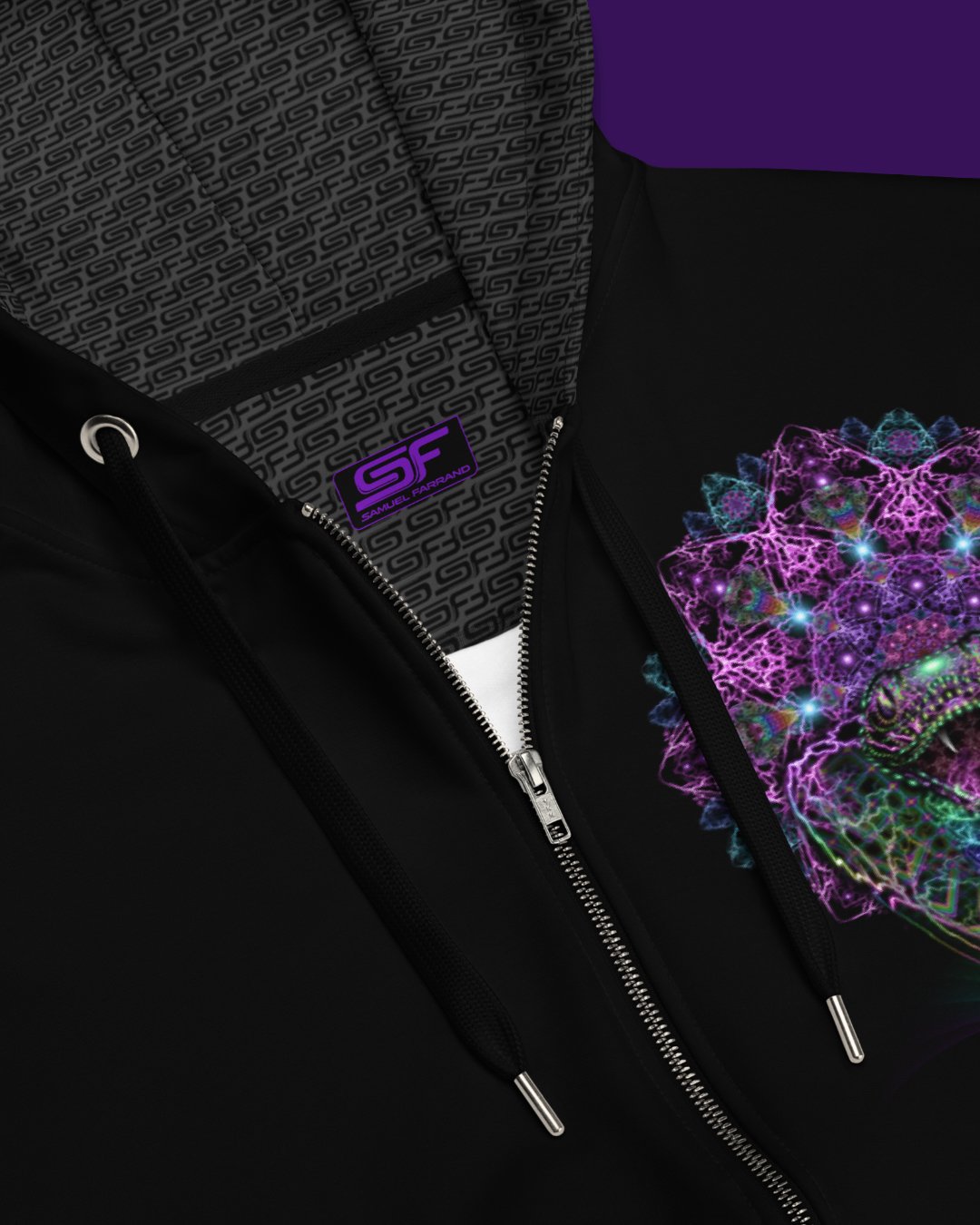 Cosmic Rainbow Serpent | UV/RGB Reactive Hoodie - Image 4