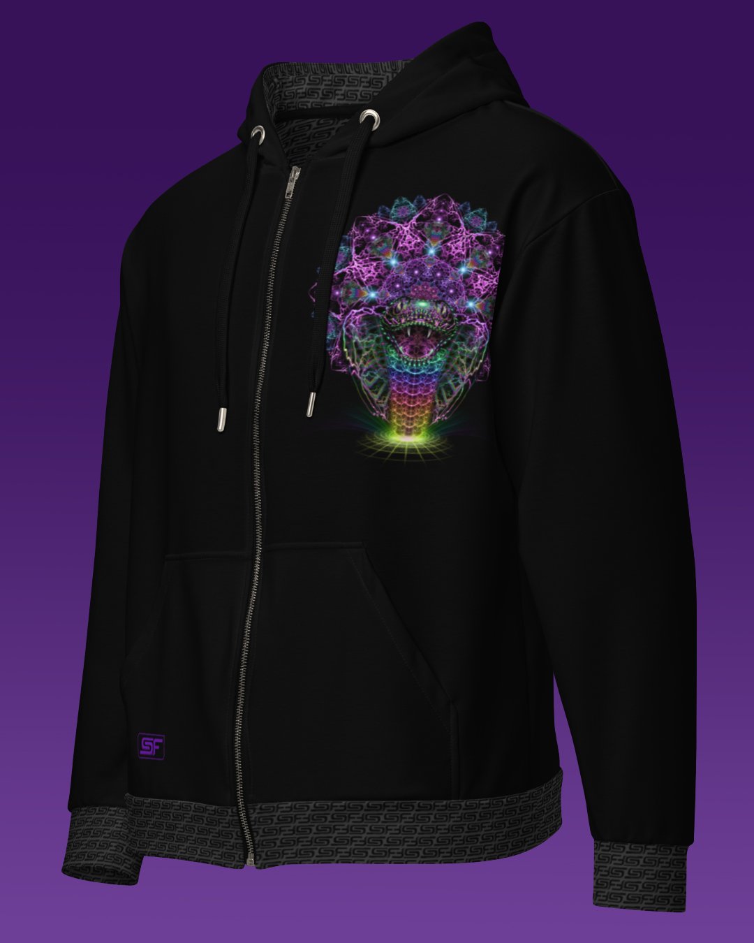 Cosmic Rainbow Serpent | UV/RGB Reactive Hoodie - Image 2