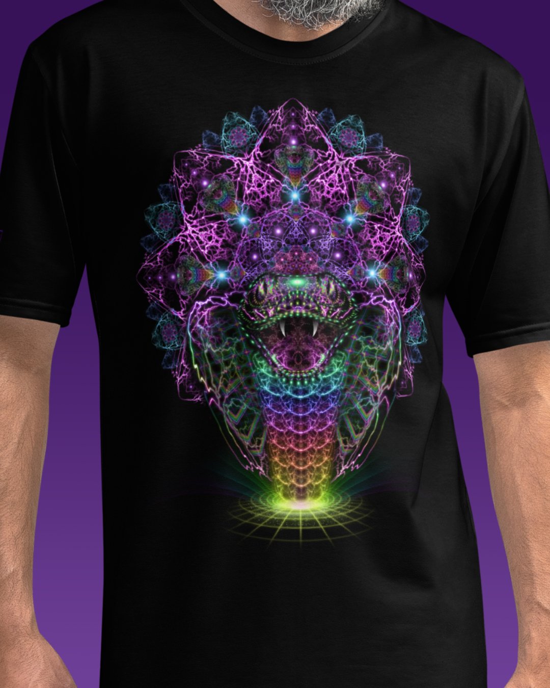 Cosmic Rainbow Serpent | UV/RGB Reactive T-Shirt