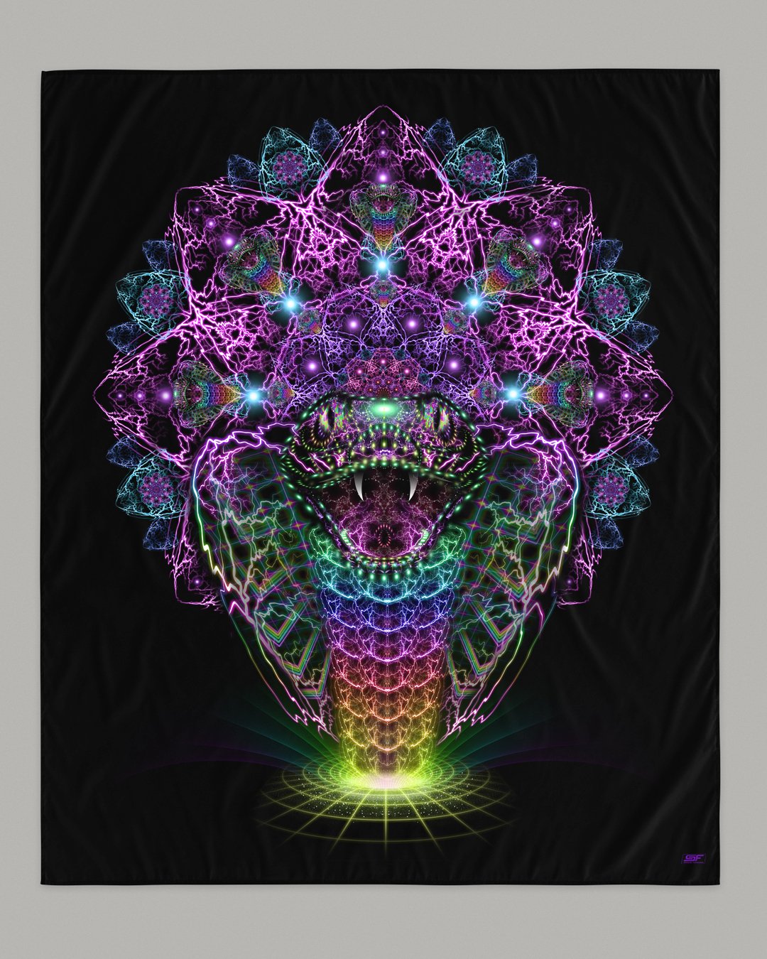 Cosmic Rainbow Serpent | UV/RGB Reactive Tapestry